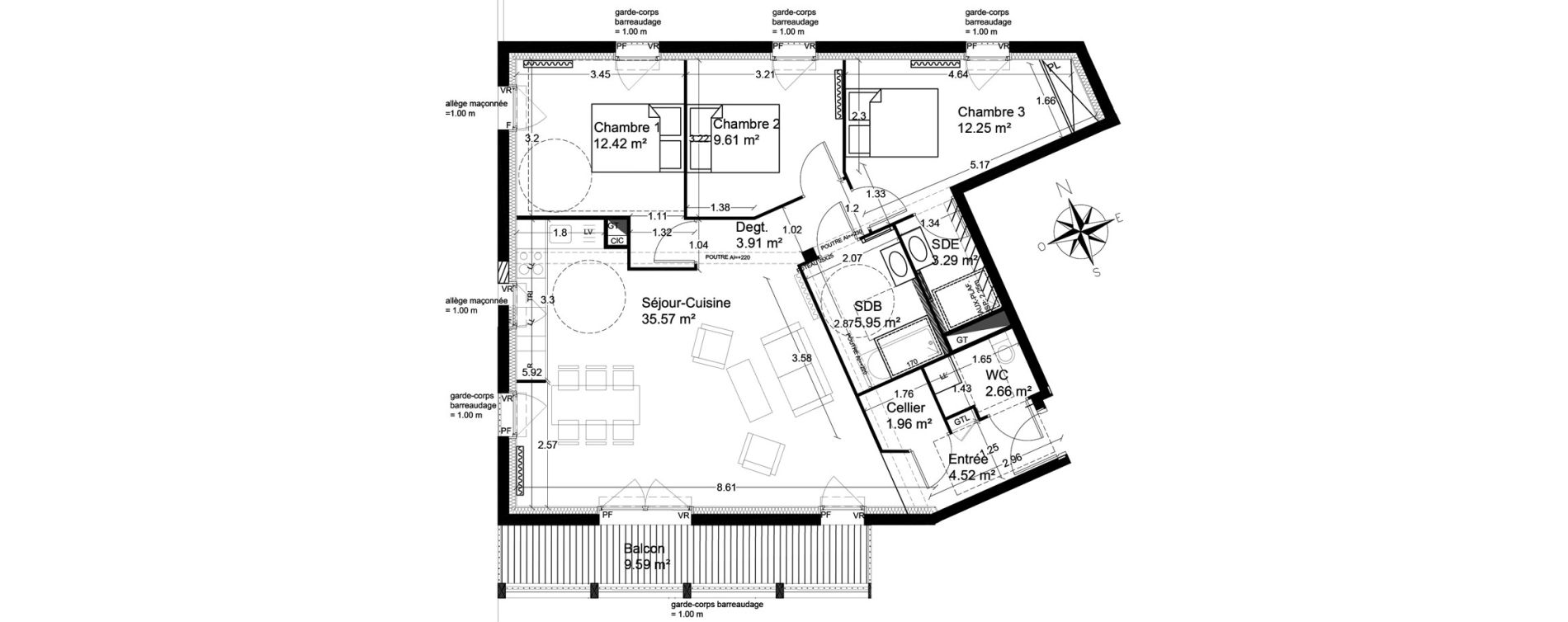 Appartement T4 de 92,14 m2 &agrave; Lagord Atlantech