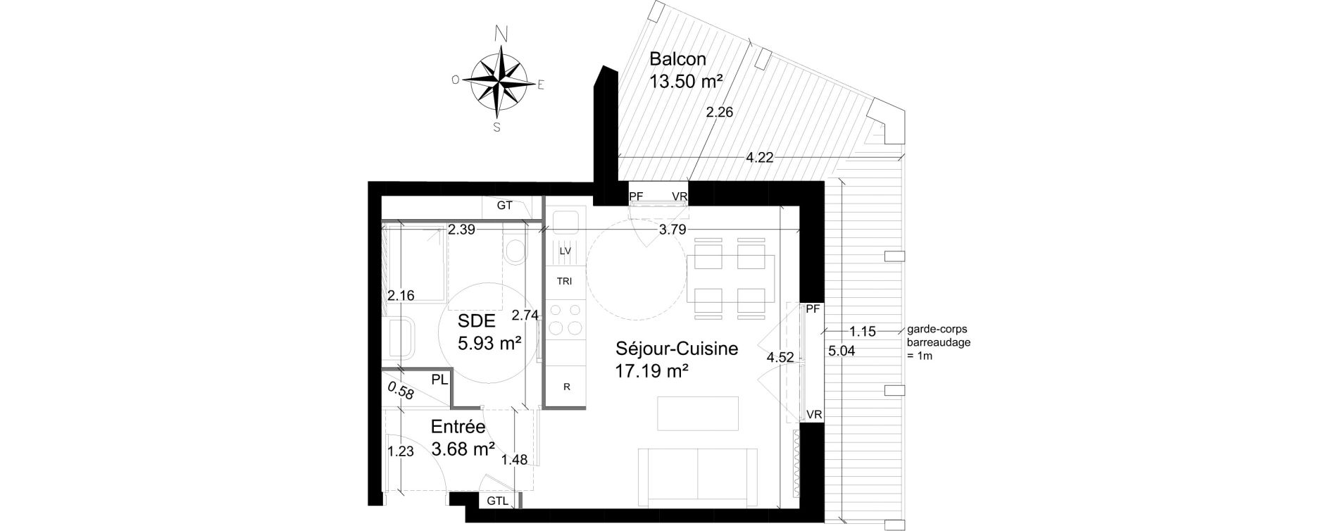 Appartement T1 de 26,80 m2 &agrave; Lagord Atlantech