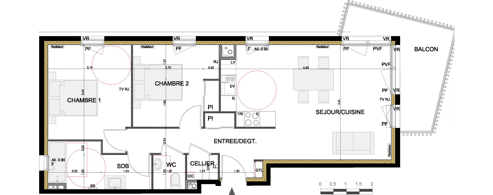 Appartement T3 de 63,85 m2 &agrave; Lagord Atlantech
