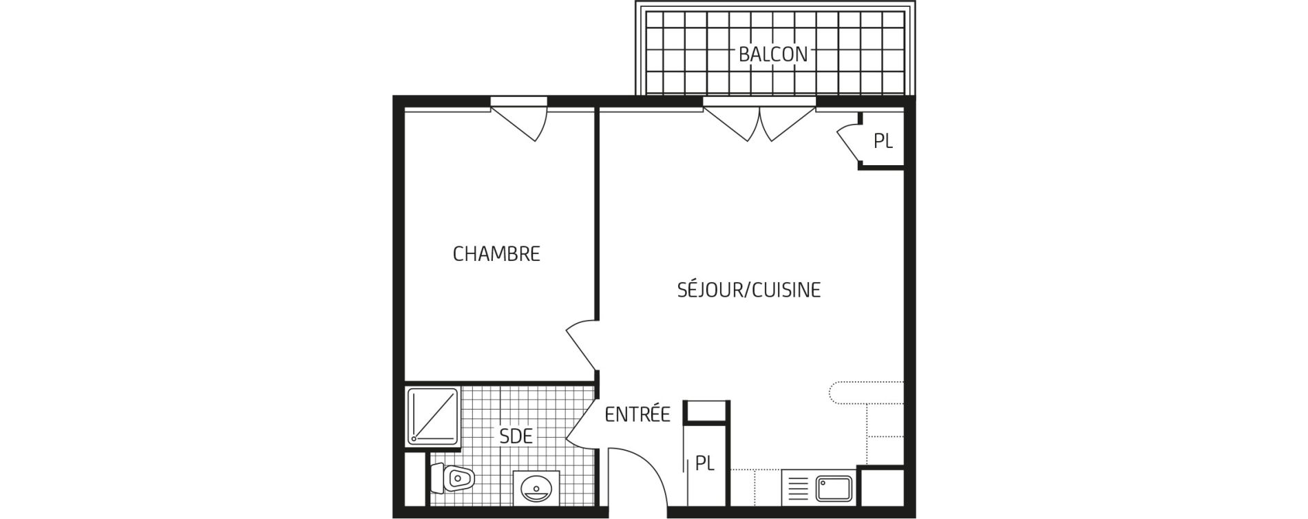 Appartement T2 de 42,51 m2 &agrave; Lagord Centre