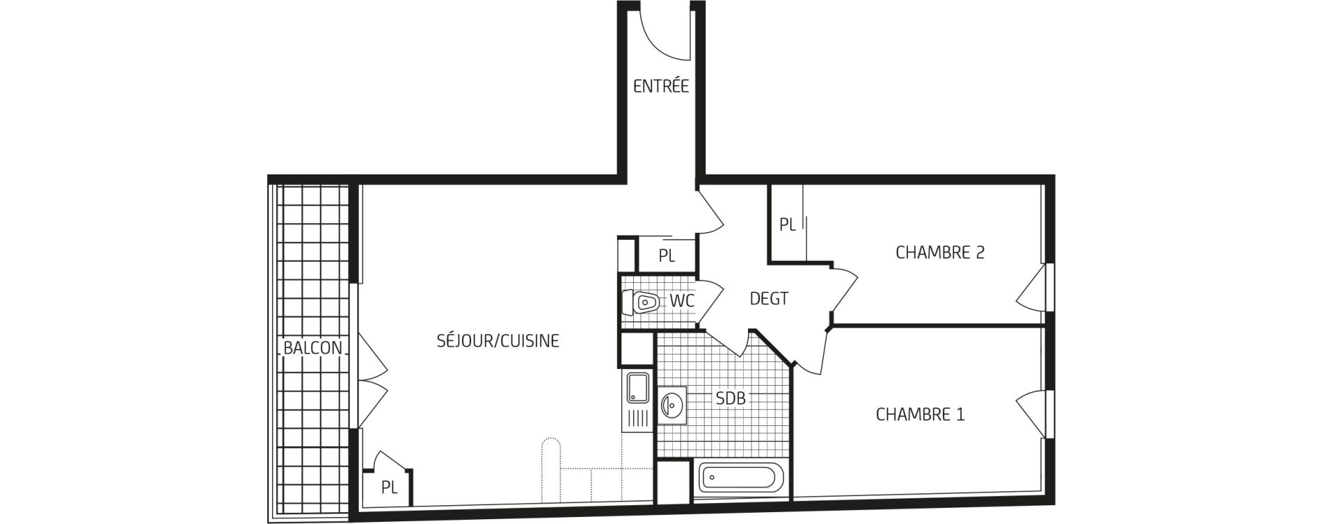 Appartement T3 de 67,71 m2 &agrave; Lagord Centre