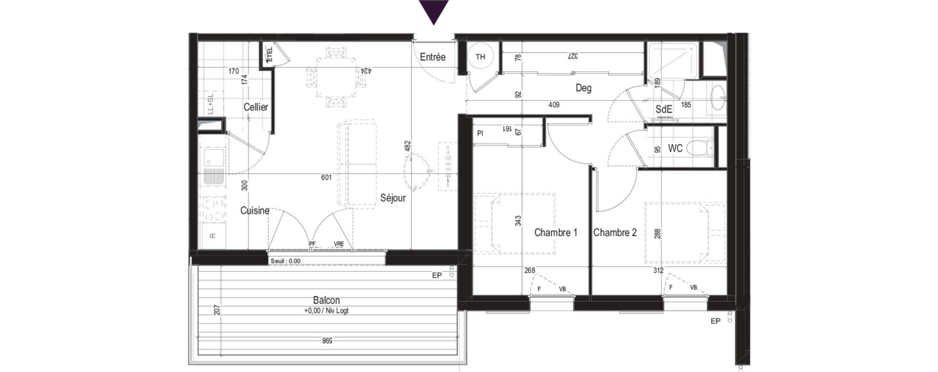 Appartement T3 de 60,57 m2 aux Mathes Centre