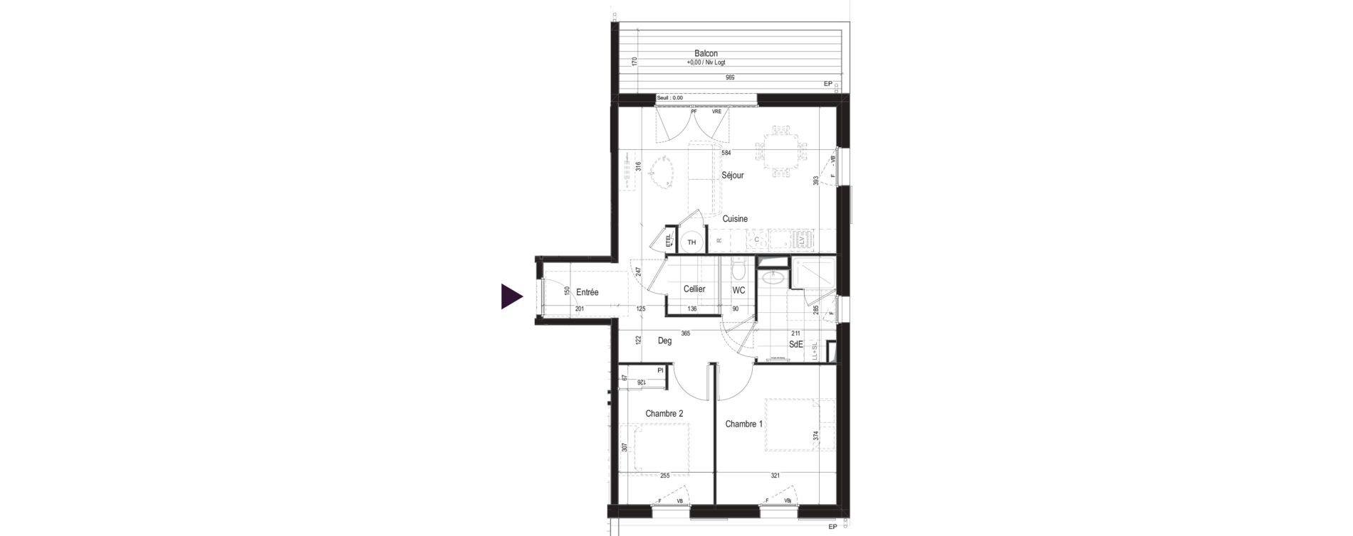 Appartement T3 de 62,71 m2 aux Mathes Centre