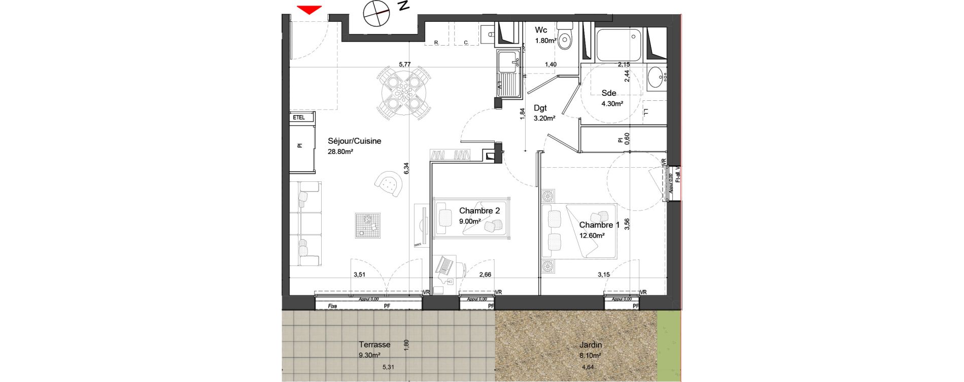 Appartement T3 de 59,70 m2 &agrave; Nieul-Sur-Mer Centre