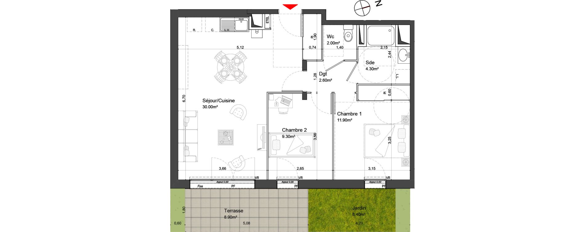 Appartement T3 de 60,10 m2 &agrave; Nieul-Sur-Mer Centre