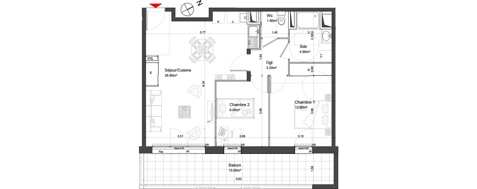 Appartement T3 de 60,00 m2 &agrave; Nieul-Sur-Mer Centre