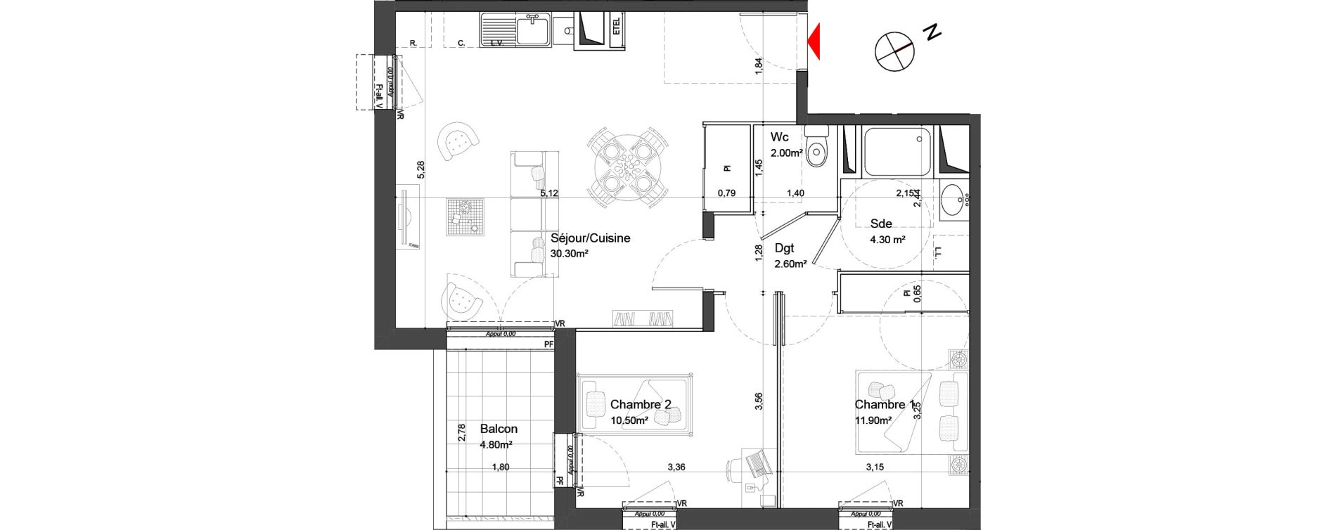 Appartement T3 de 61,60 m2 &agrave; Nieul-Sur-Mer Centre