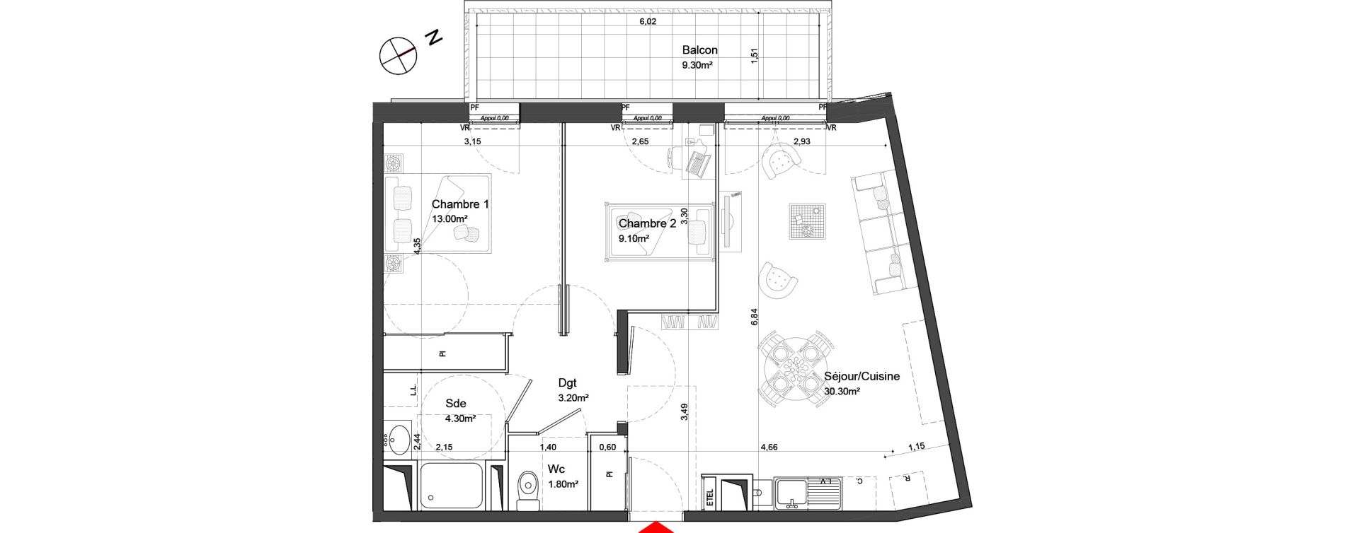 Appartement T3 de 61,70 m2 &agrave; Nieul-Sur-Mer Centre