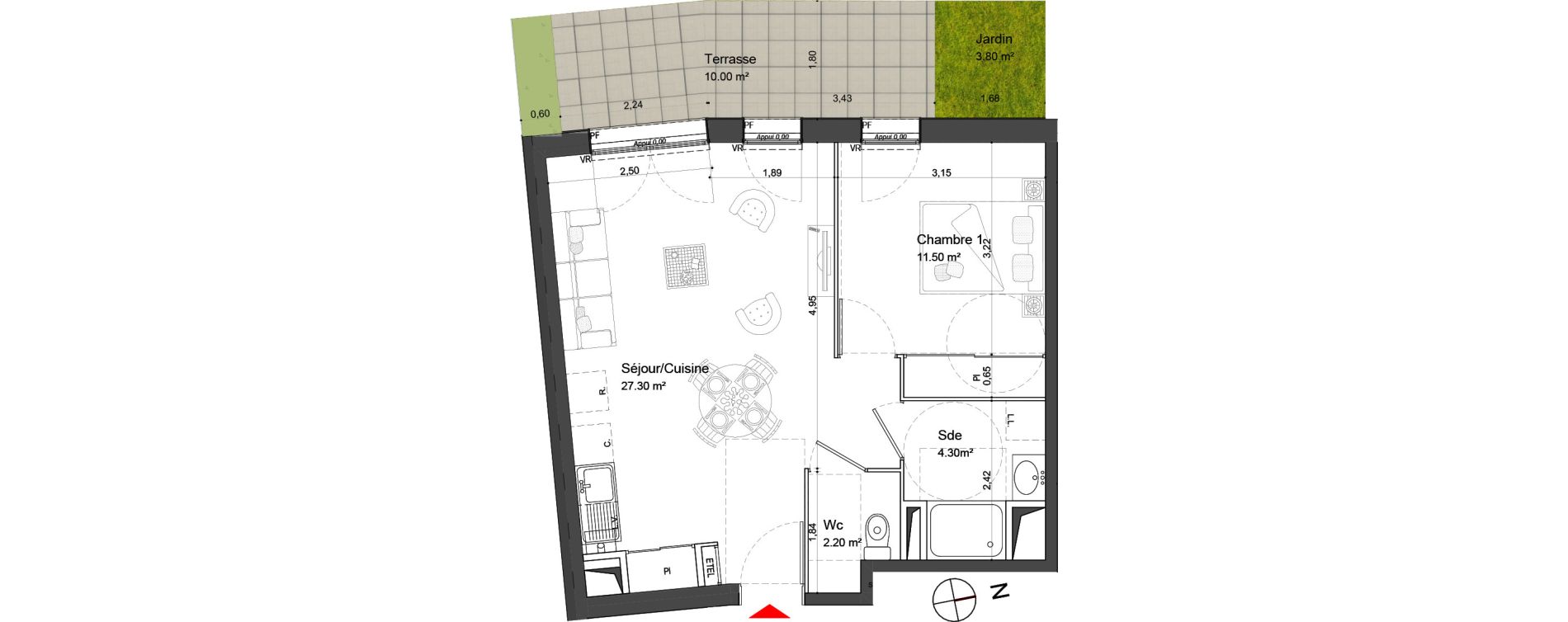 Appartement T2 de 45,30 m2 &agrave; Nieul-Sur-Mer Centre