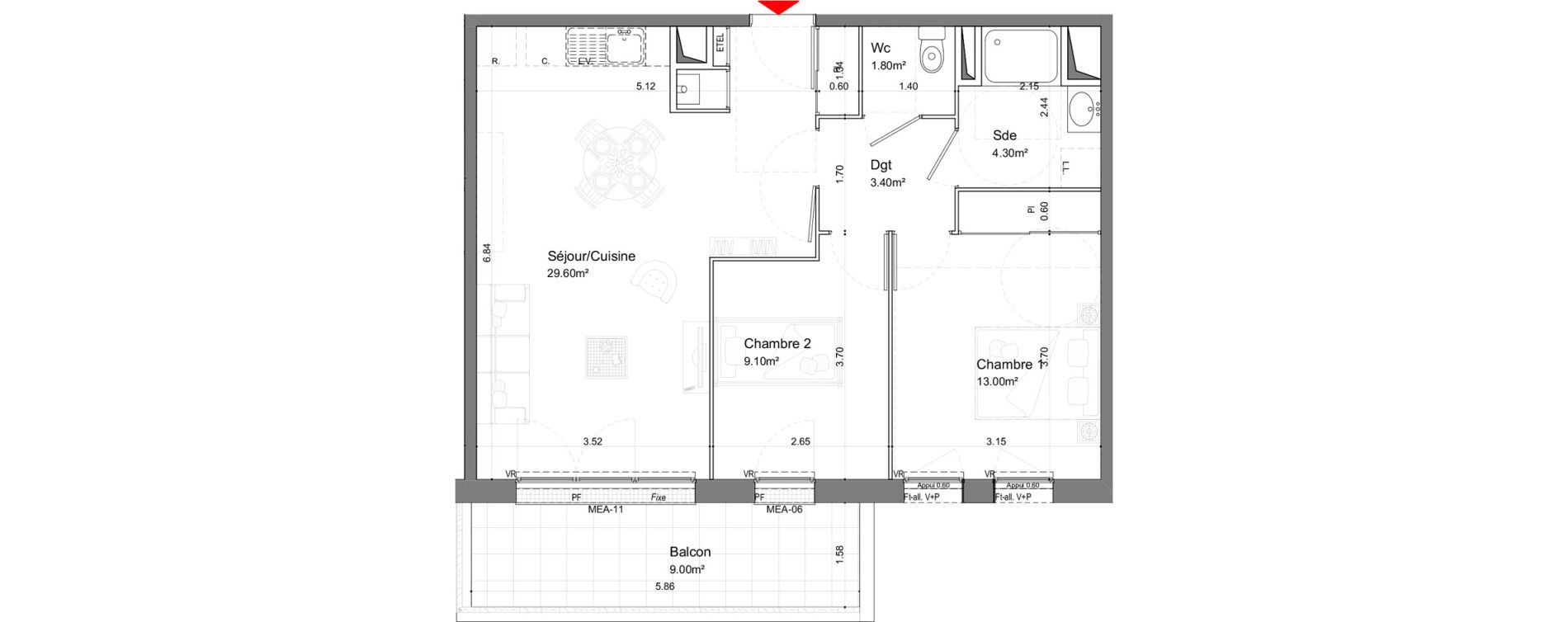 Appartement T3 de 61,20 m2 &agrave; Nieul-Sur-Mer Centre