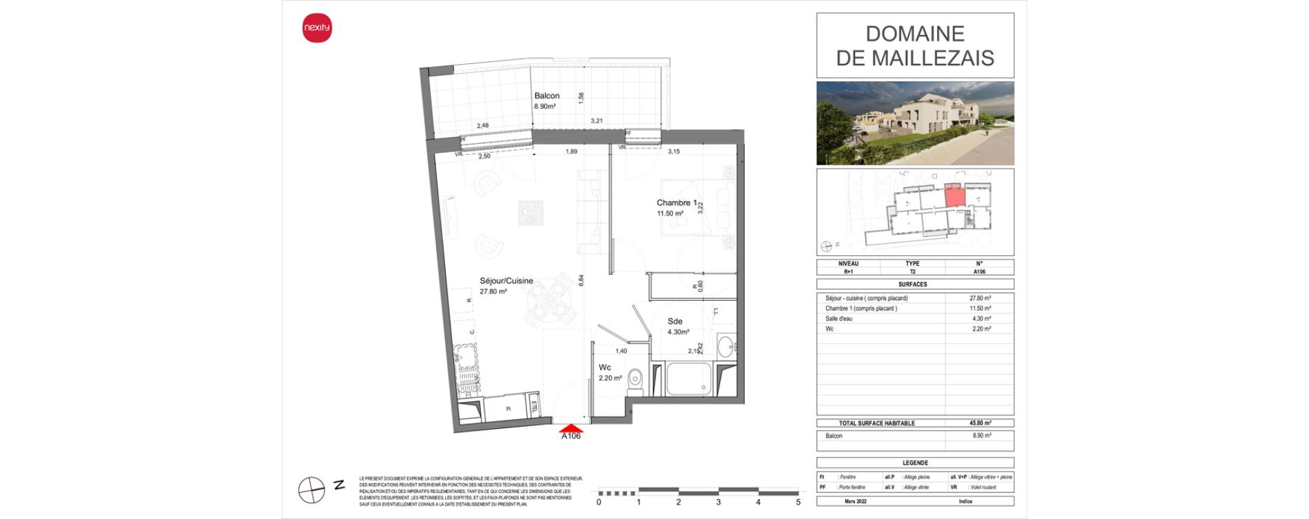 Appartement T2 de 45,80 m2 &agrave; Nieul-Sur-Mer Centre