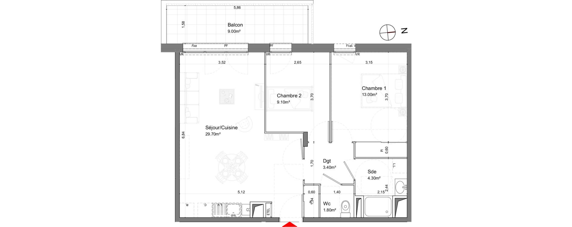 Appartement T3 de 61,30 m2 &agrave; Nieul-Sur-Mer Centre