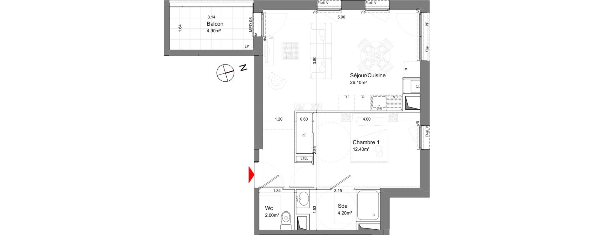 Appartement T2 de 44,70 m2 &agrave; Nieul-Sur-Mer Centre