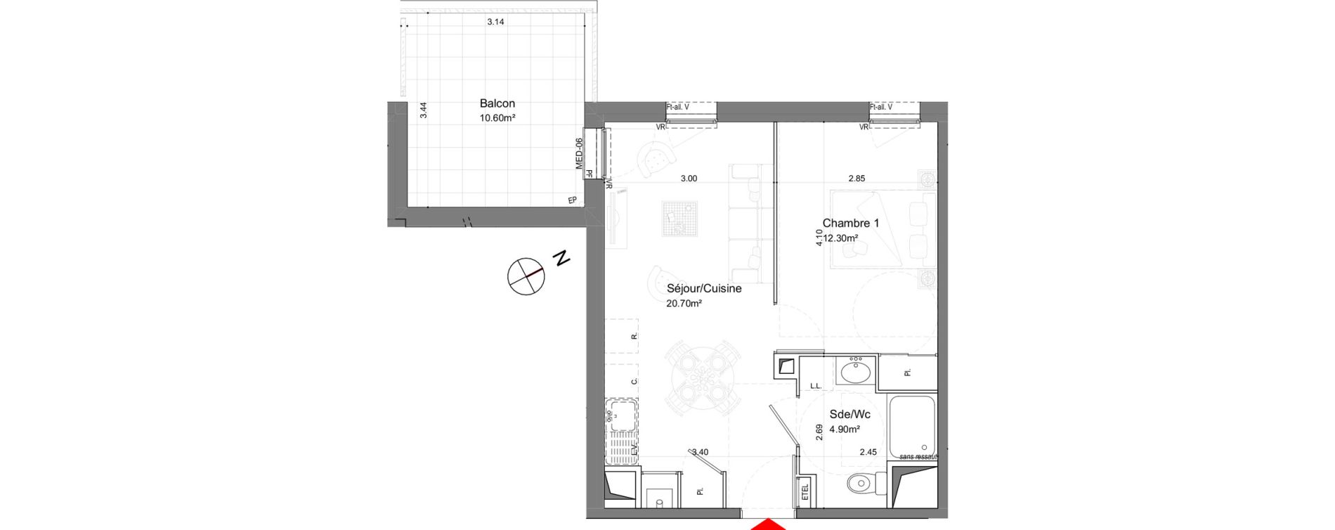 Appartement T2 de 37,90 m2 &agrave; Nieul-Sur-Mer Centre
