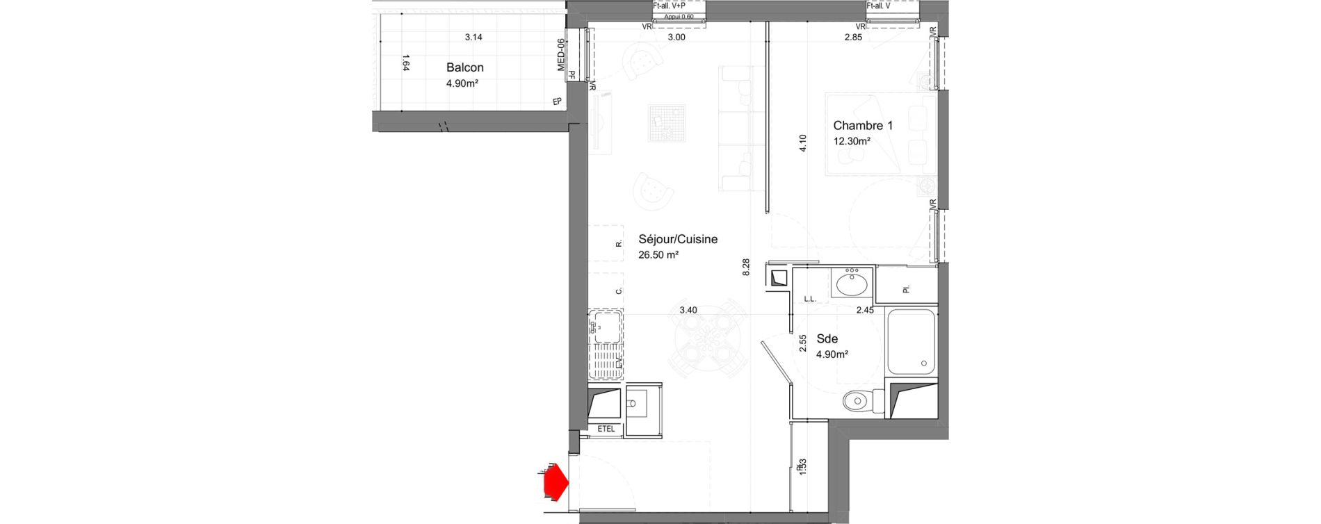 Appartement T2 de 43,70 m2 &agrave; Nieul-Sur-Mer Centre