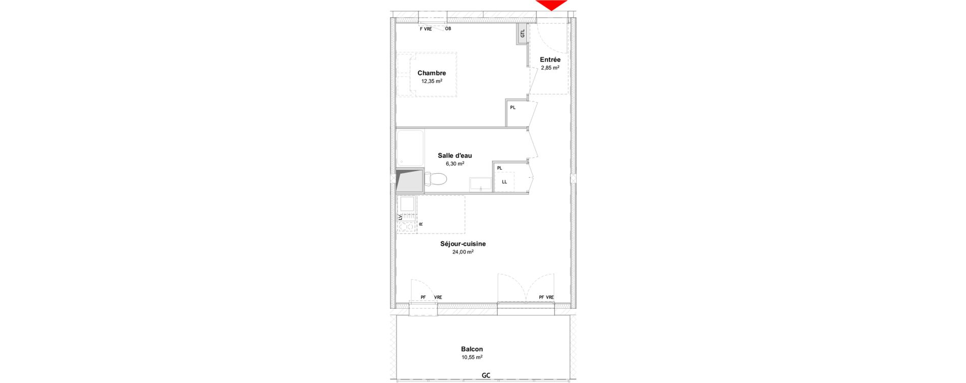 Appartement T2 de 45,50 m2 &agrave; P&eacute;rigny Centre