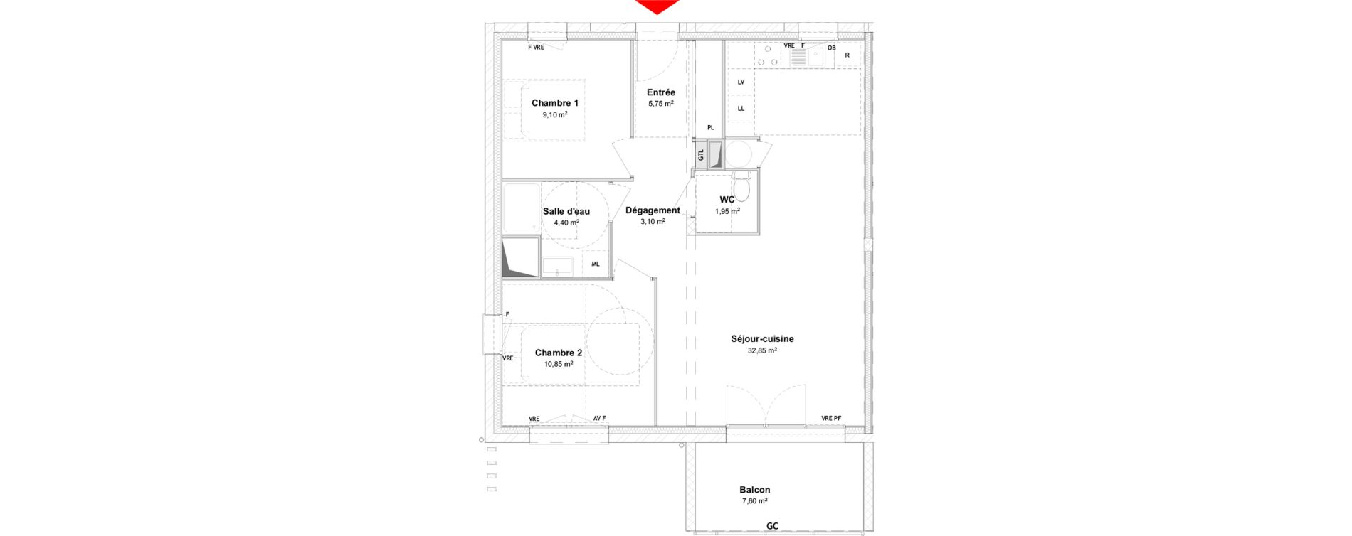 Appartement T3 de 68,00 m2 &agrave; P&eacute;rigny Centre