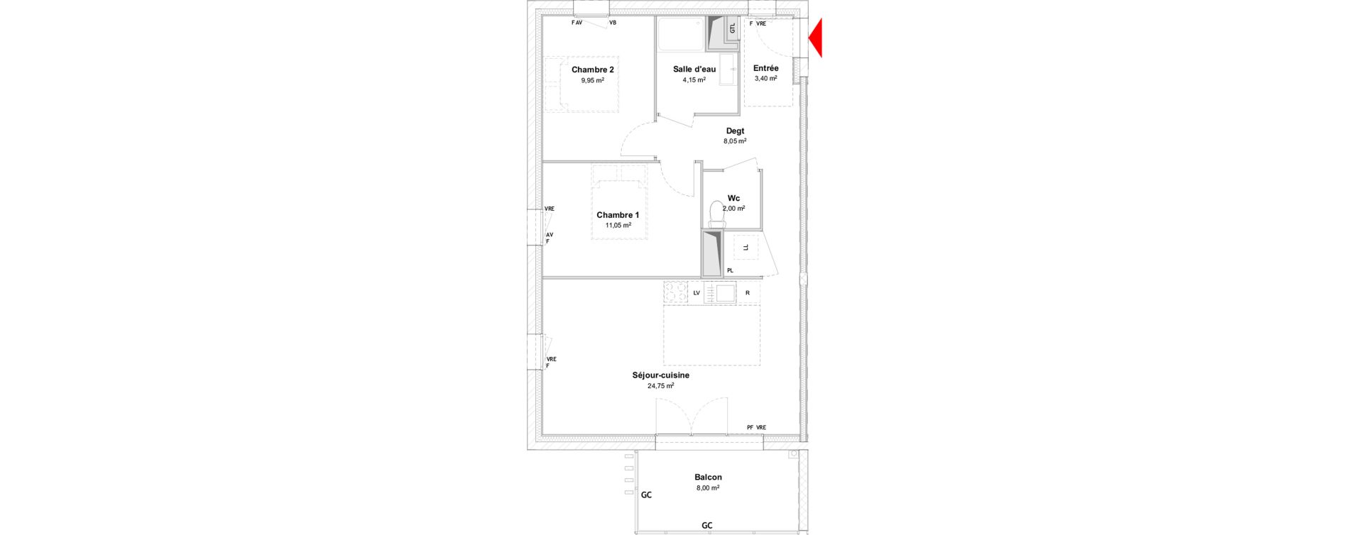 Appartement T3 de 63,35 m2 &agrave; P&eacute;rigny Centre