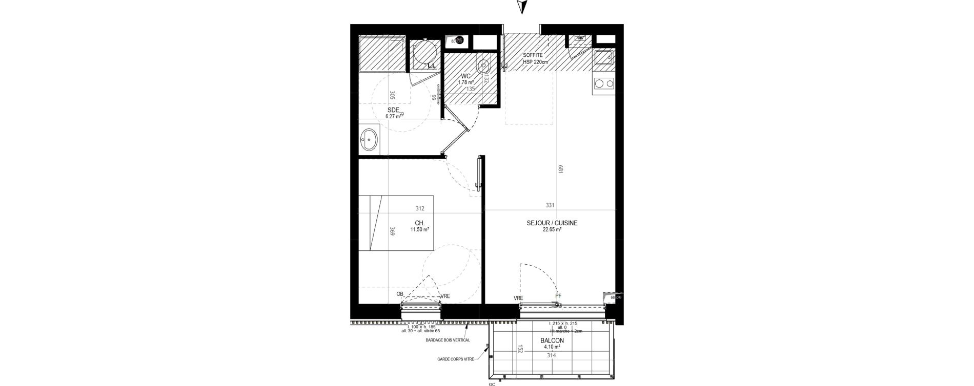 Appartement T2 de 42,21 m2 &agrave; P&eacute;rigny Centre