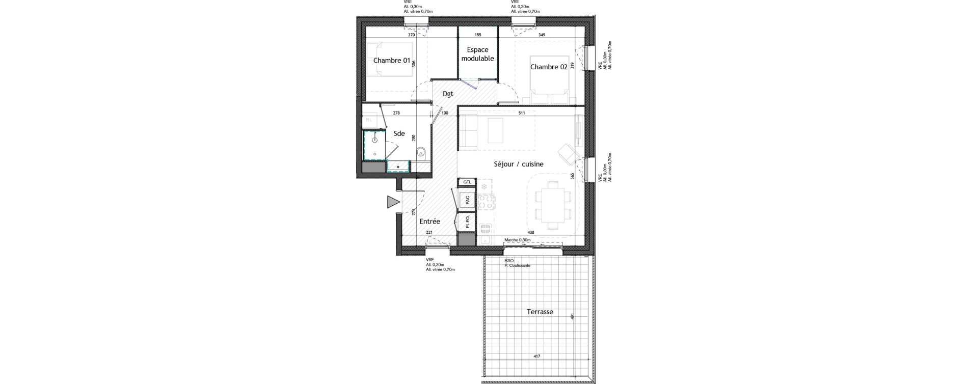 Appartement T3 de 71,70 m2 &agrave; Puilboreau Centre