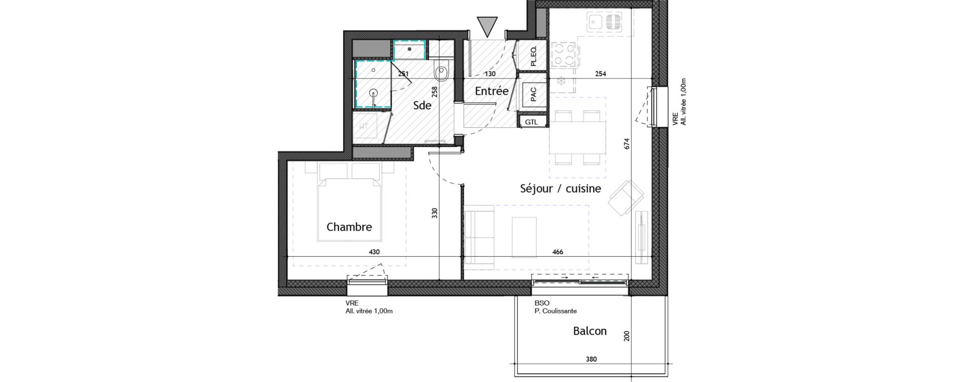 Appartement T2 de 47,80 m2 &agrave; Puilboreau Centre