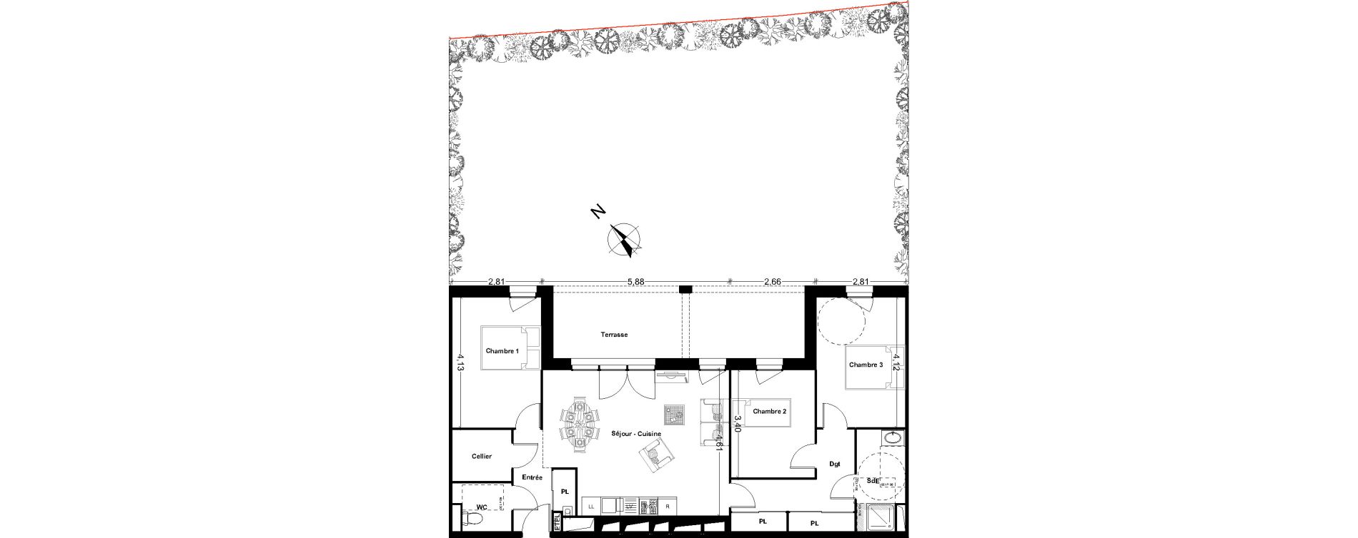 Appartement T4 de 80,89 m2 &agrave; Rochefort Centre