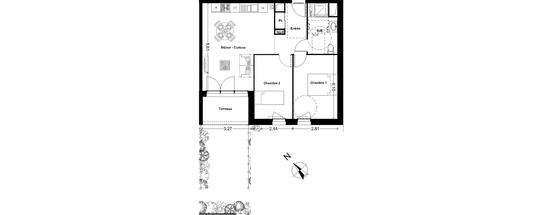 Appartement T2 bis de 55,81 m2 &agrave; Rochefort Centre