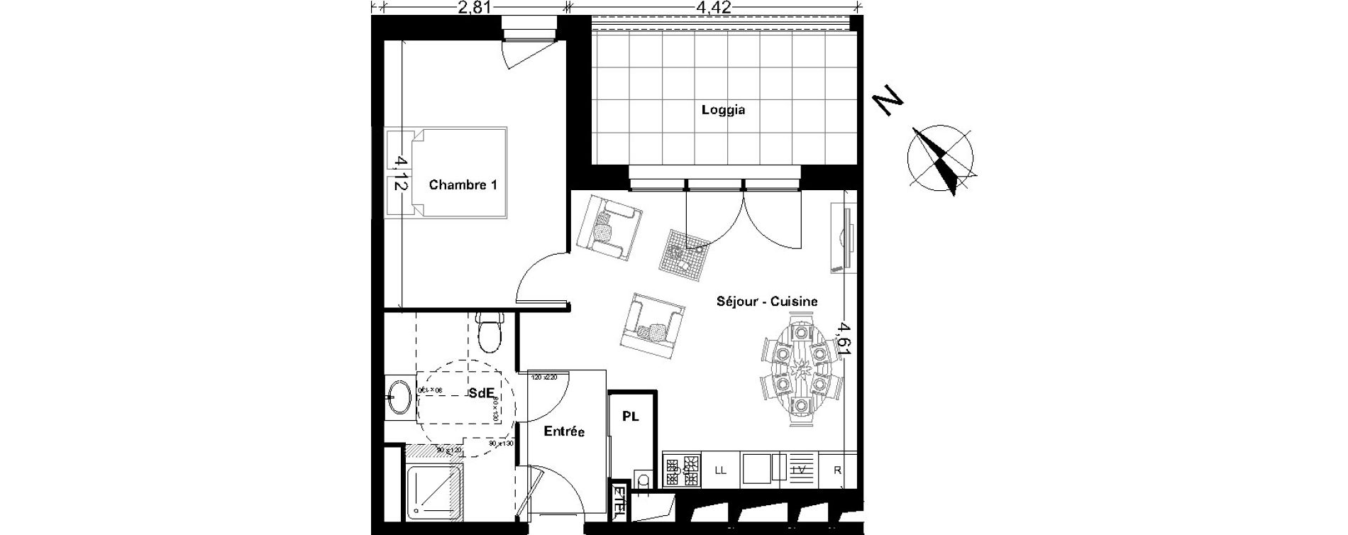 Appartement T2 de 40,74 m2 &agrave; Rochefort Centre