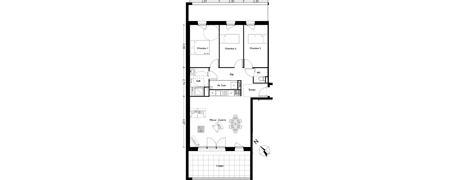 Appartement T4 de 78,33 m2 &agrave; Rochefort Centre