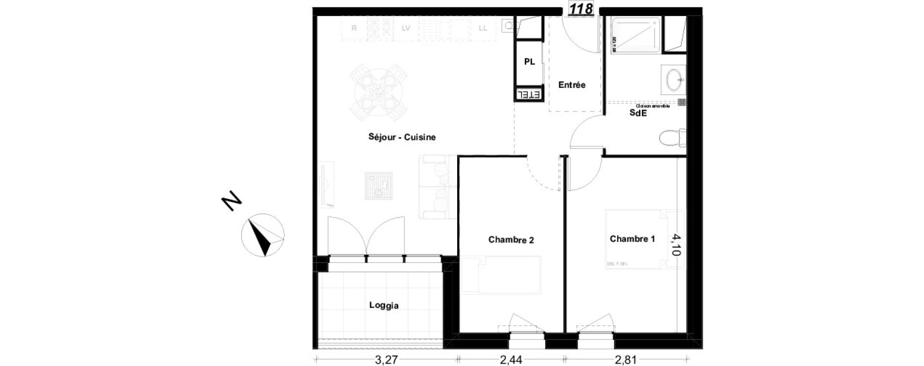 Appartement T3 de 55,81 m2 &agrave; Rochefort Centre