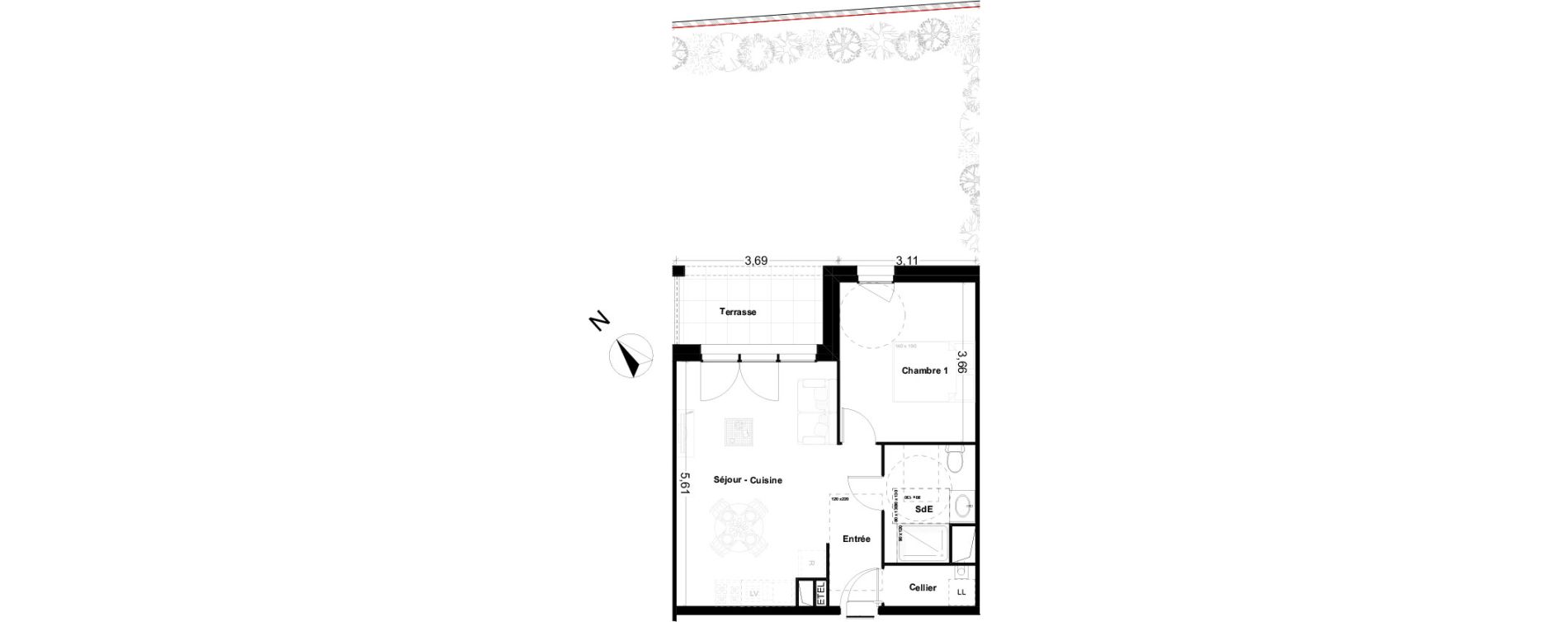 Appartement T2 de 42,44 m2 &agrave; Rochefort Centre