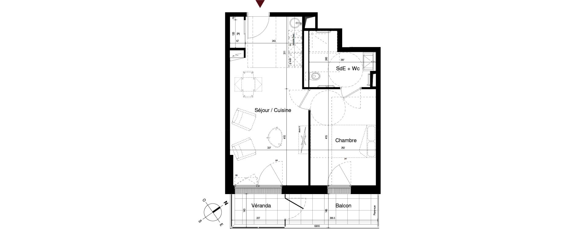 Appartement T2 de 40,15 m2 &agrave; Royan Centre