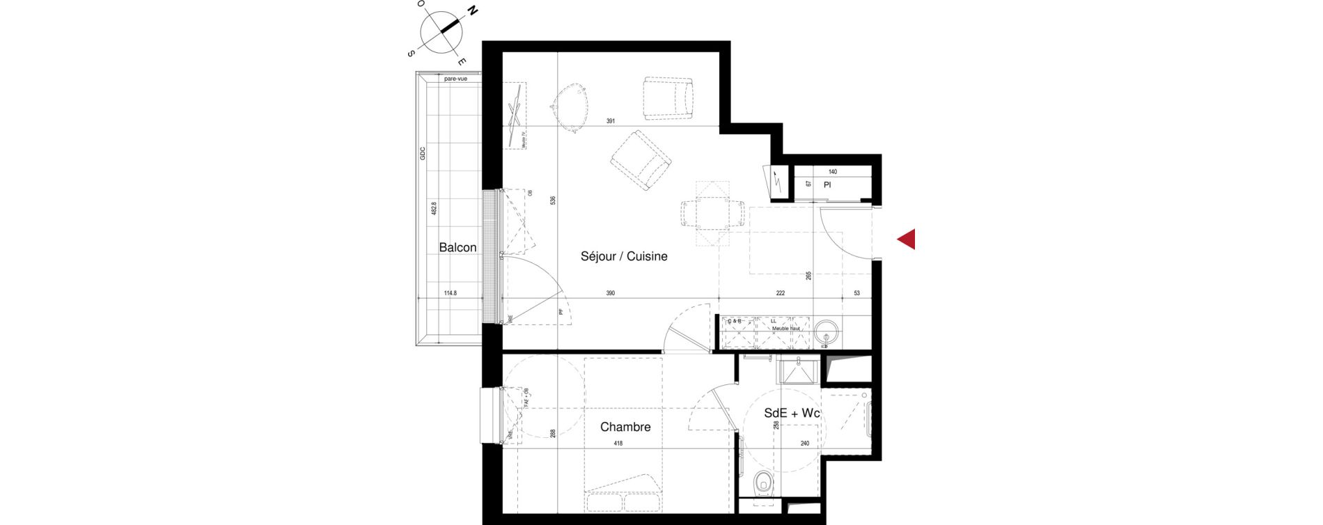 Appartement T2 bis de 46,89 m2 &agrave; Royan Centre