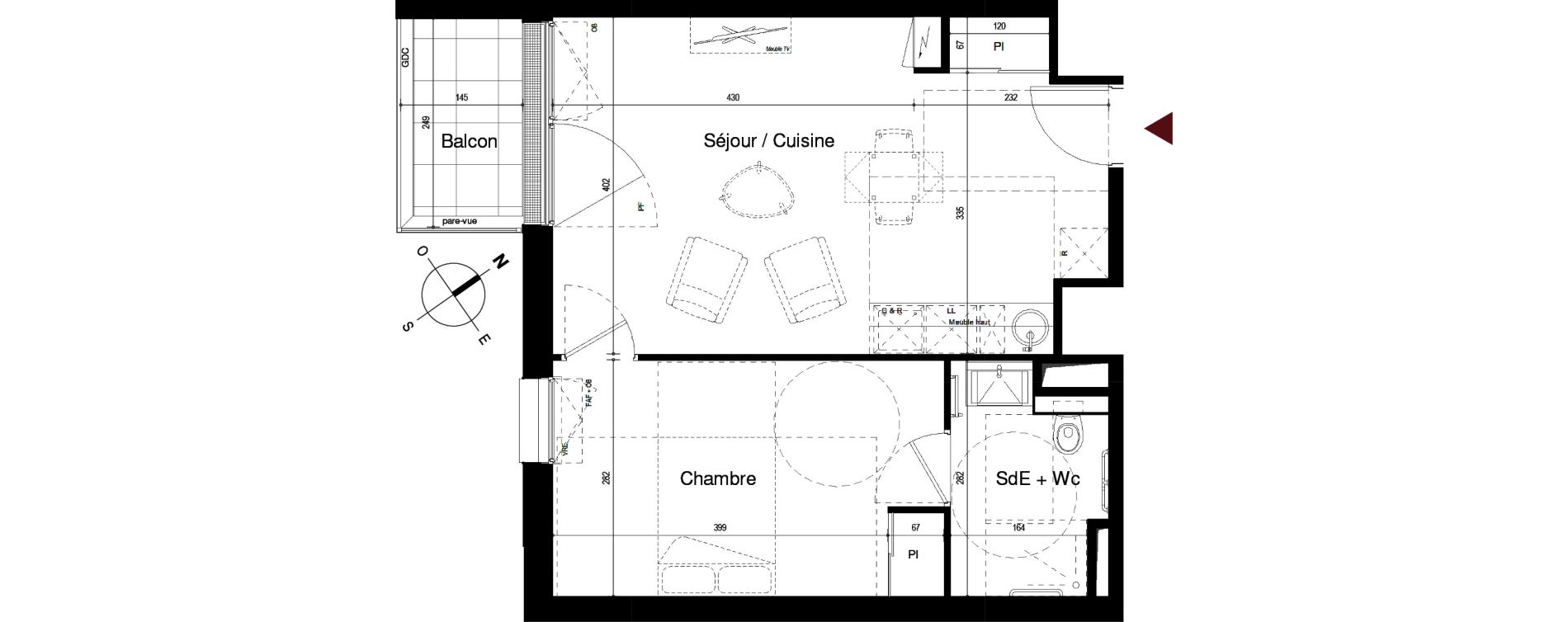 Appartement T2 de 42,79 m2 &agrave; Royan Centre