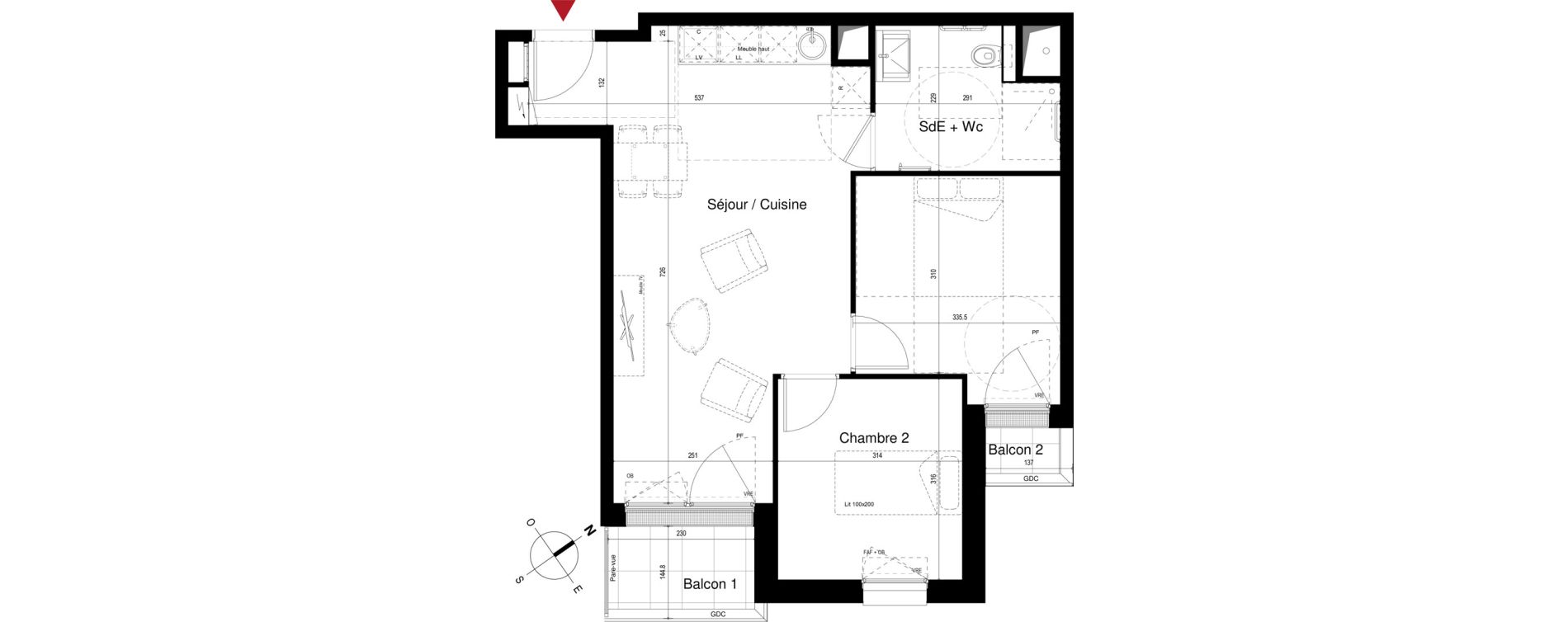 Appartement T3 de 53,21 m2 &agrave; Royan Centre