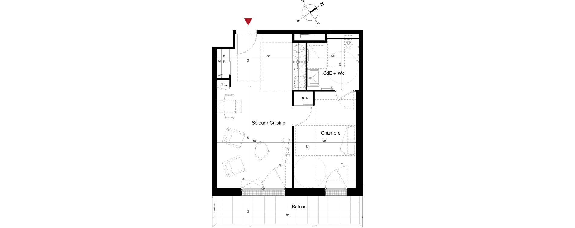 Appartement T2 de 44,31 m2 &agrave; Royan Centre