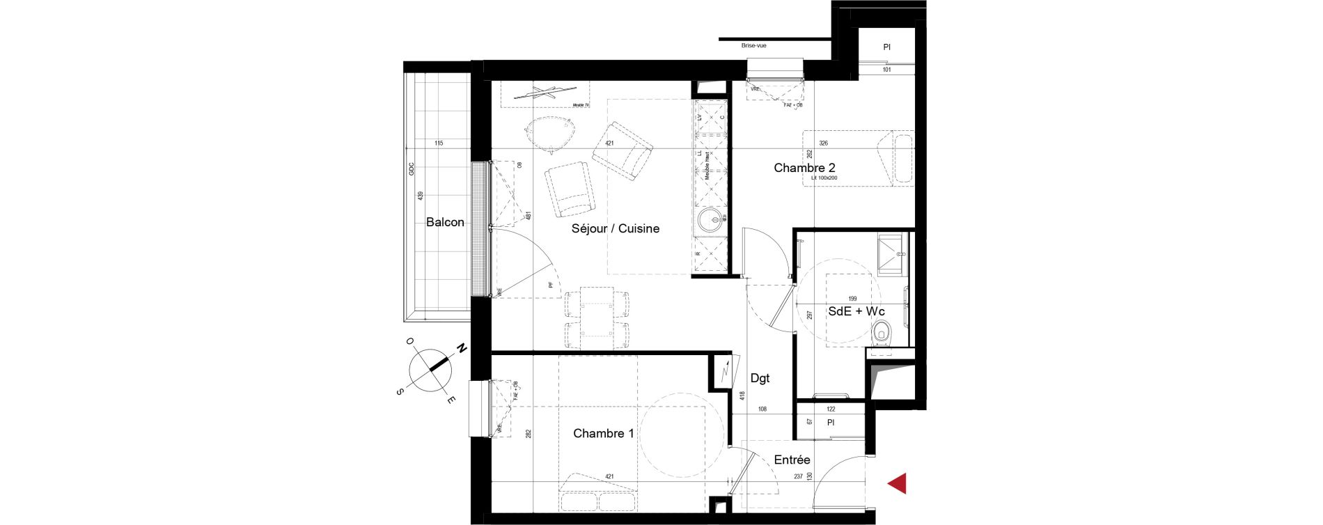 Appartement T3 de 54,22 m2 &agrave; Royan Centre