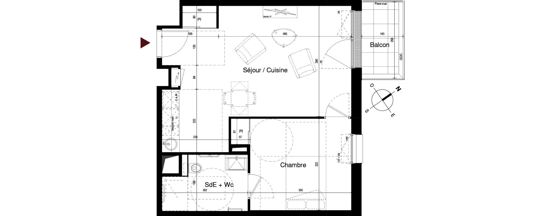 Appartement T2 de 45,09 m2 &agrave; Royan Centre