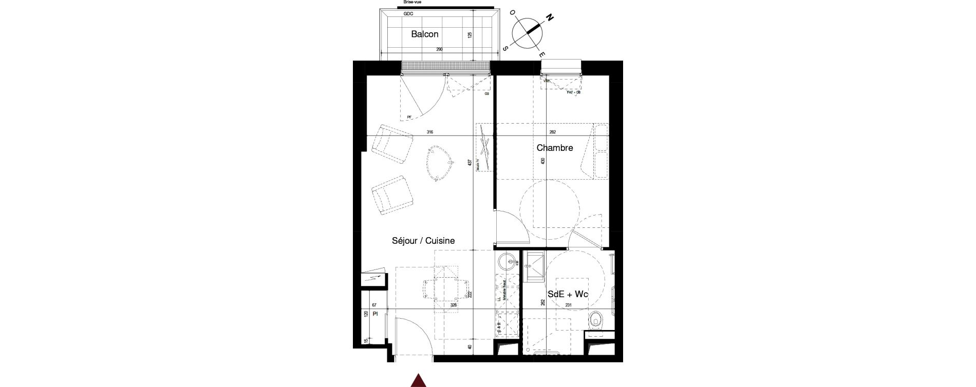 Appartement T2 de 41,45 m2 &agrave; Royan Centre