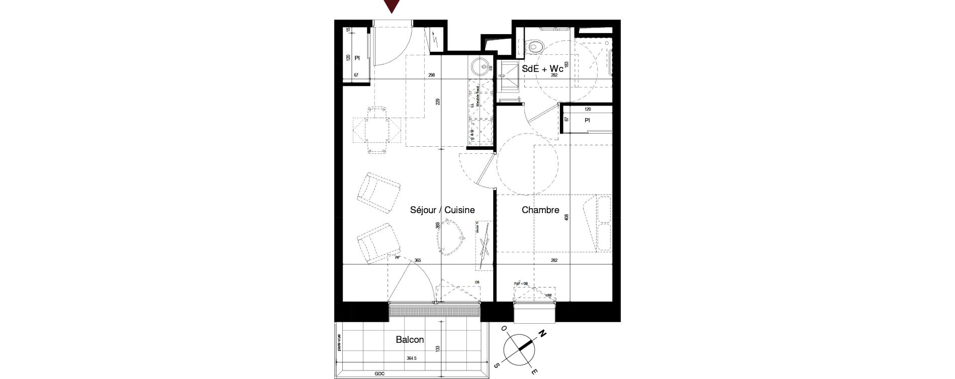 Appartement T2 de 40,88 m2 &agrave; Royan Centre