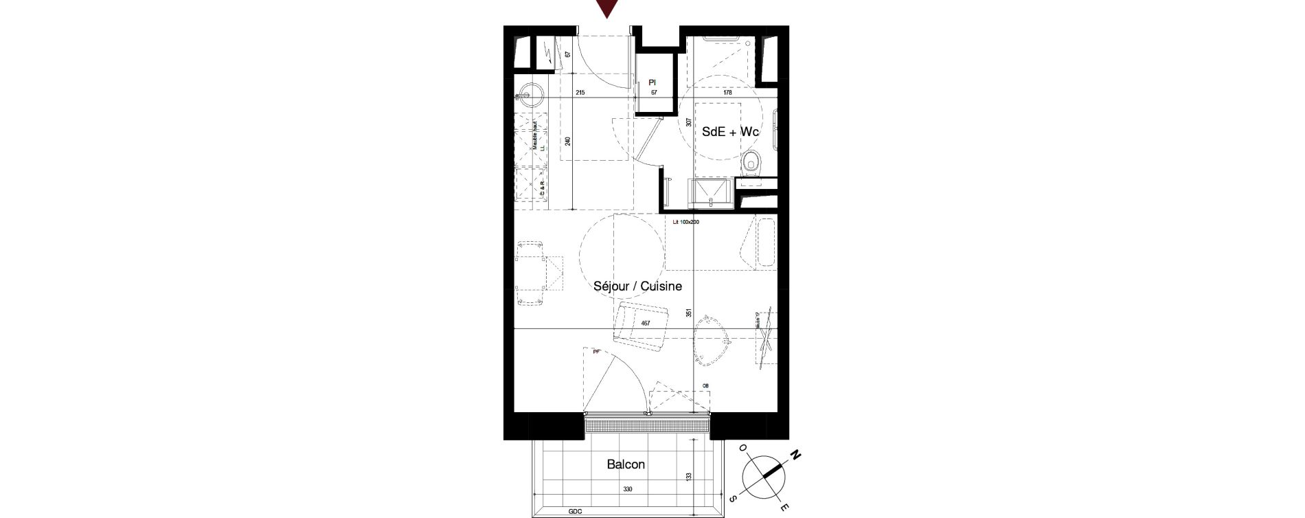 Appartement T1 de 29,10 m2 &agrave; Royan Centre