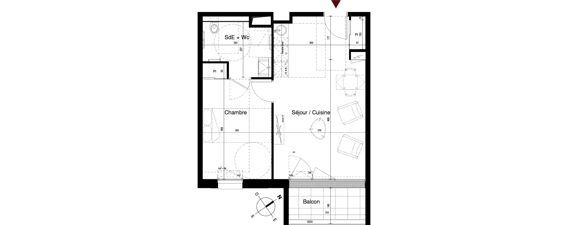 Appartement T2 de 42,16 m2 &agrave; Royan Centre