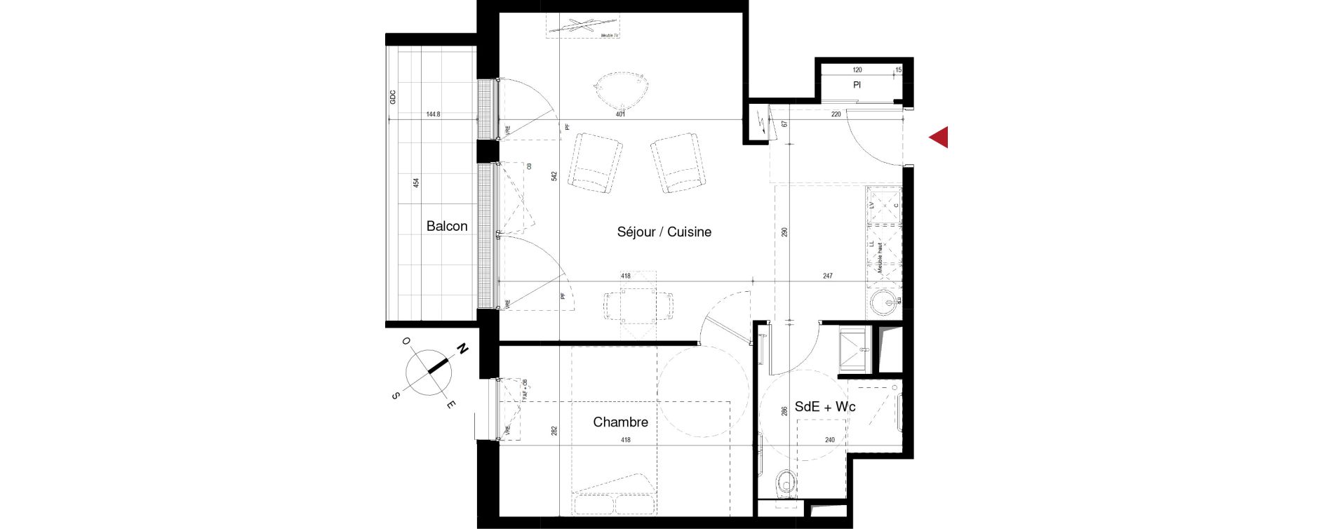 Appartement T2 bis de 49,31 m2 &agrave; Royan Centre