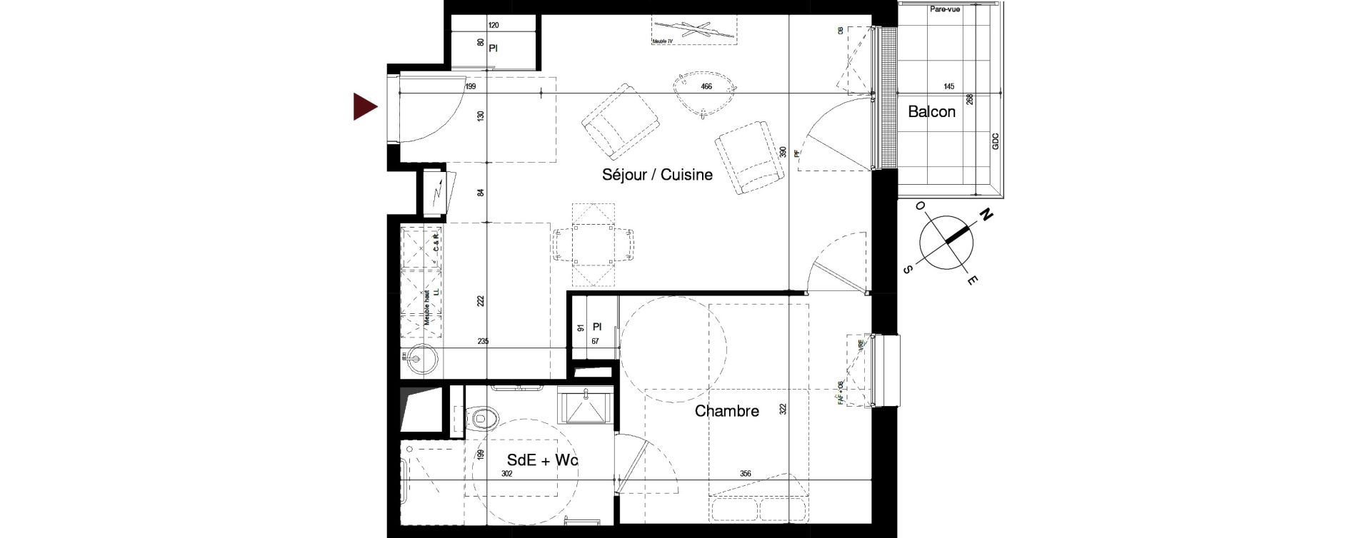 Appartement T2 de 45,09 m2 &agrave; Royan Centre