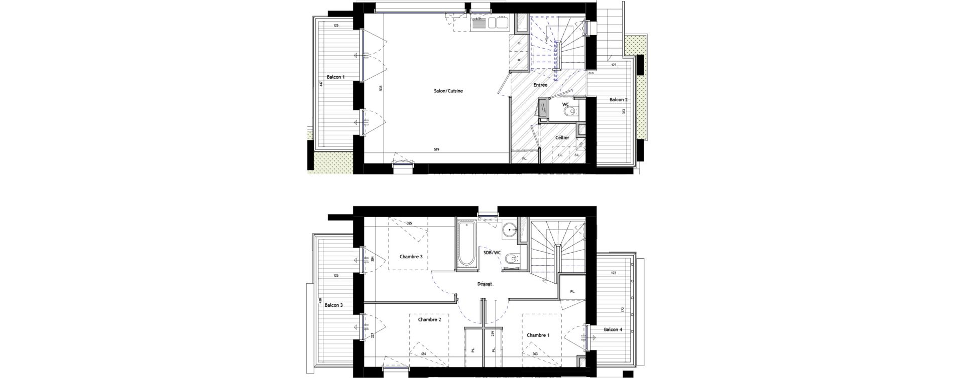 Duplex T4 de 73,40 m2 &agrave; Royan Pontaillac