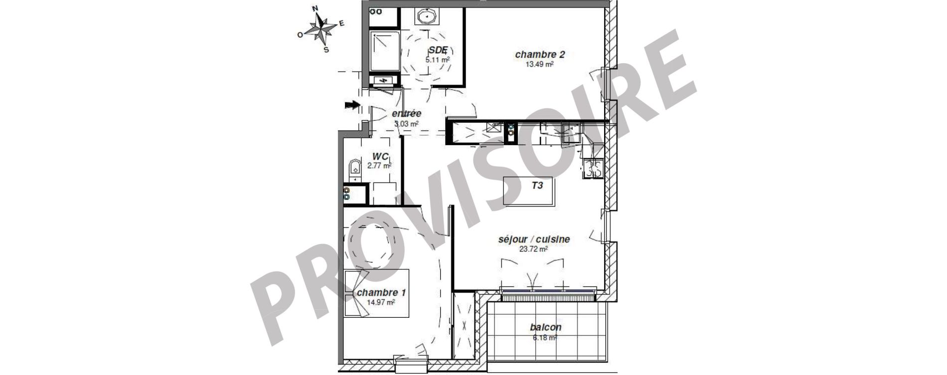 Appartement T3 de 63,09 m2 &agrave; Royan Centre