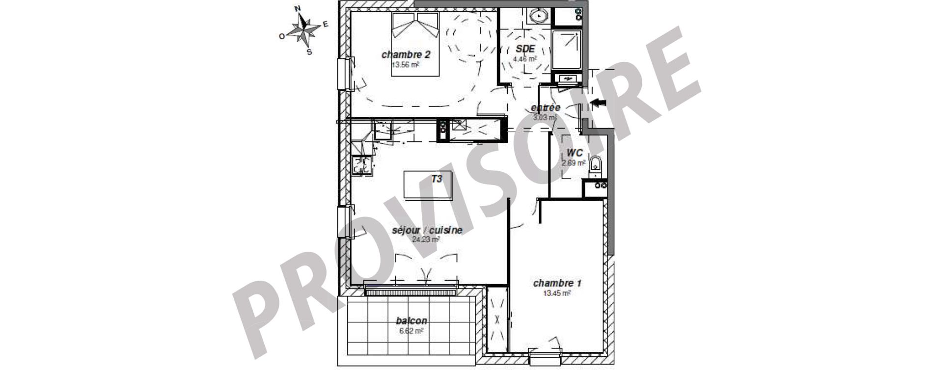 Appartement T3 de 61,42 m2 &agrave; Royan Centre
