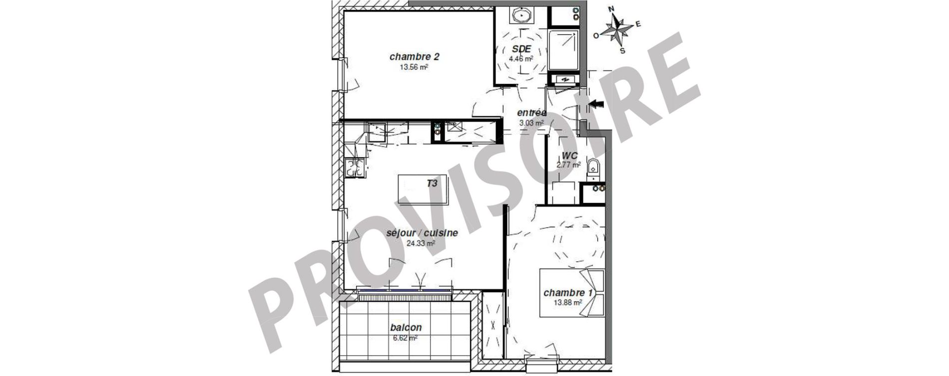 Appartement T3 de 62,02 m2 &agrave; Royan Centre