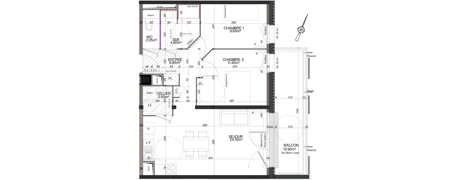 Appartement T3 de 61,45 m2 &agrave; Royan Centre