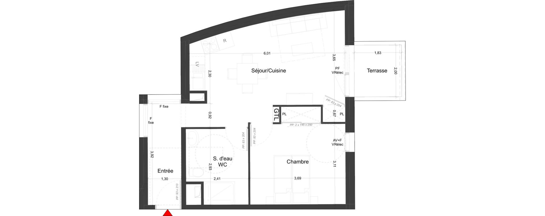 Appartement T2 meubl&eacute; de 45,28 m2 &agrave; Royan Parc maisonfort